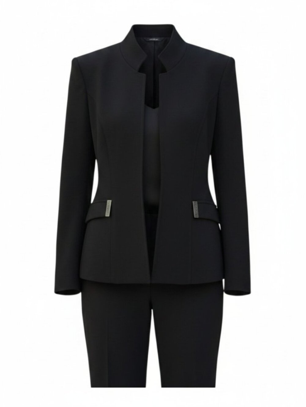 Tahari Black Collarless Open-Front Blazer Size 6